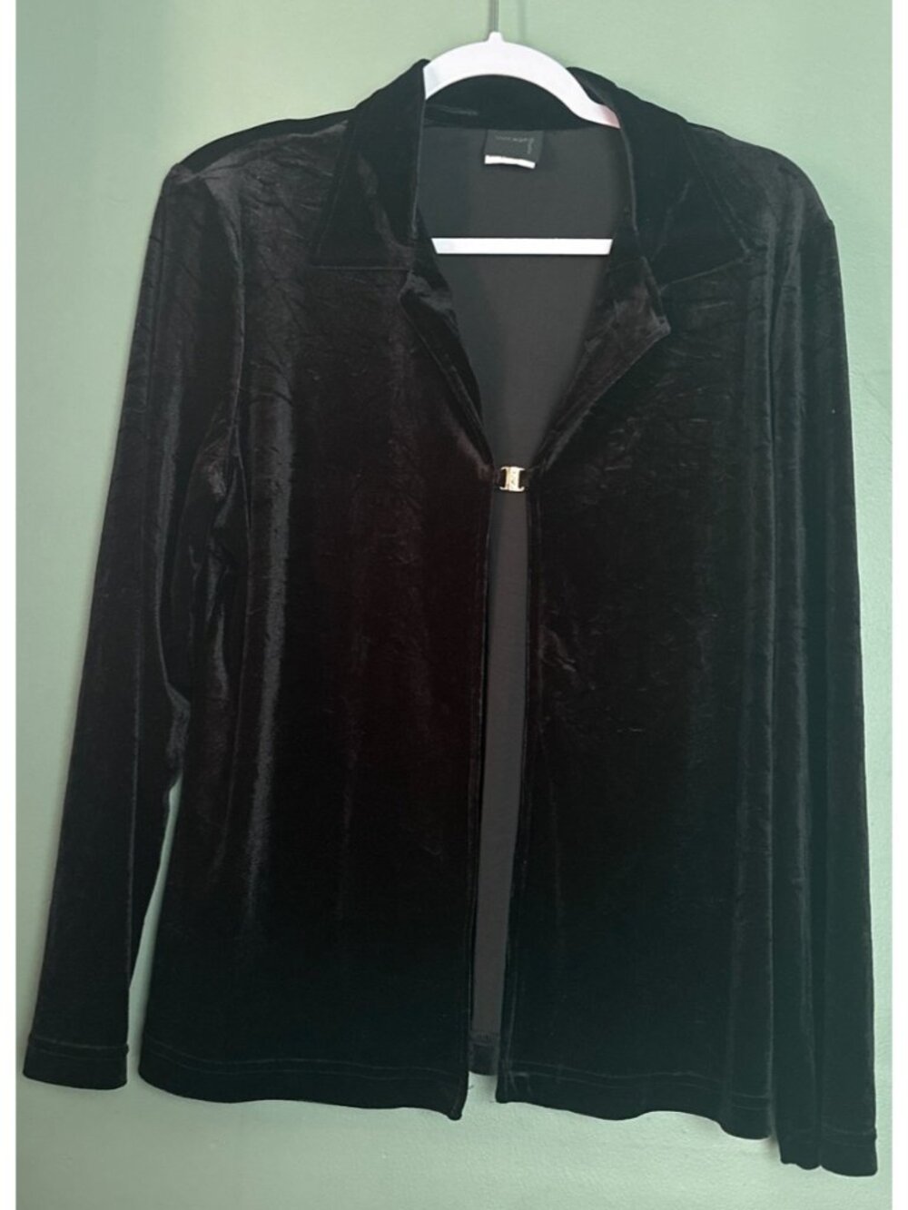 Vintage Studio Women’s L Black Velvet Cardigan Whimsigoth 90s Y2K Dark Fairy